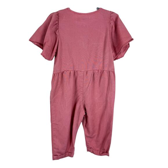 Zara Baby Pink Lyocell Short Sleeve Pants Button Front Romper Size 12 18 Months - Picture 2 of 6